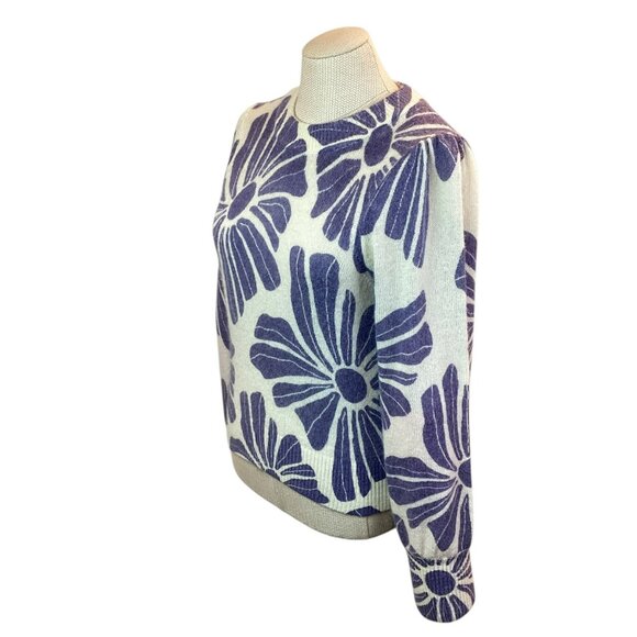 Marine Layer Floral Sweater Womens Small Soft Wool Blend Knit Top - Picture 6 of 11